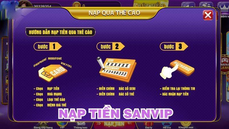 Nạp tiền rút tiền 2 Thủ tục nạp tiền SanVip